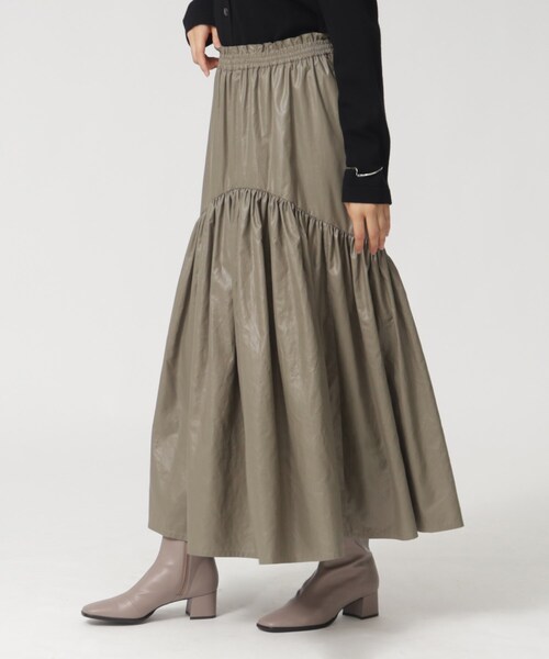 GALLEST（ギャレスト）の「◆ワックスティアードスカート（スカート・レディース・ブラック/カーキ/パープル・36/38/40）」の14枚目の写真