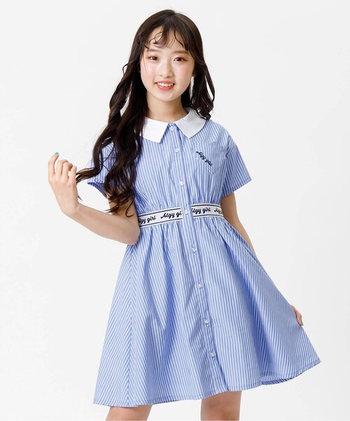 algy（アルジー）の「ロゴゴムシャツワンピ（ワンピース・キッズ・ベージュ/ラベンダー/サックスブルー・XXX-SMALL/XX-SMALL/X-SMALL/MEDIUM/SMALL）」の2枚目の写真