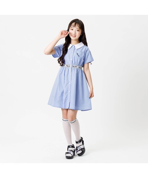 algy（アルジー）の「ロゴゴムシャツワンピ（ワンピース・キッズ・ベージュ/ラベンダー/サックスブルー・XXX-SMALL/XX-SMALL/X-SMALL/MEDIUM/SMALL）」の4枚目の写真