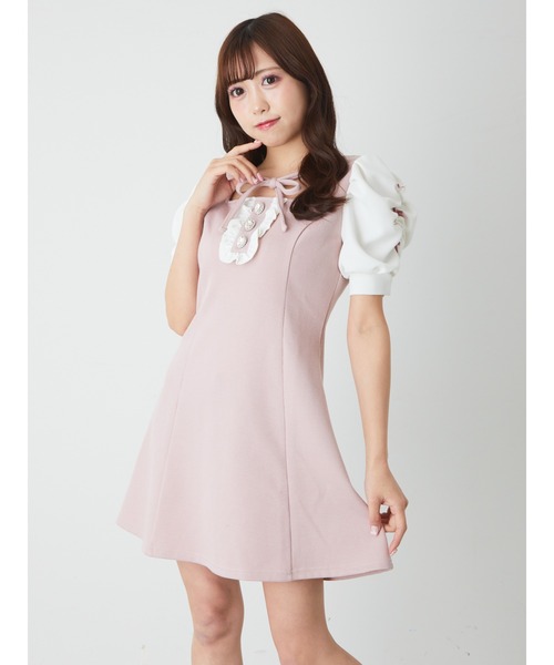 Ank Rouge（アンクルージュ）の「プチリボンカットワンピース（ワンピース・レディース・ブラック/ピンク/A・M）」の4枚目の写真