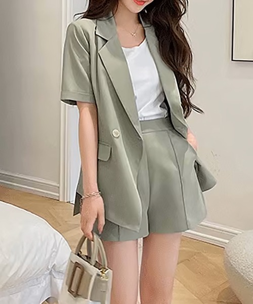 Girly Doll(ガーリードール)の「セットアップ ジャケット&ショートパンツ 2点セット(セットアップ・レディース・ピンク/グリーン・M/S)」の9枚目の写真
