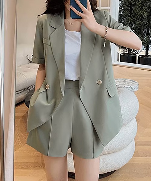 Girly Doll(ガーリードール)の「セットアップ ジャケット&ショートパンツ 2点セット(セットアップ・レディース・ピンク/グリーン・M/S)」の12枚目の写真
