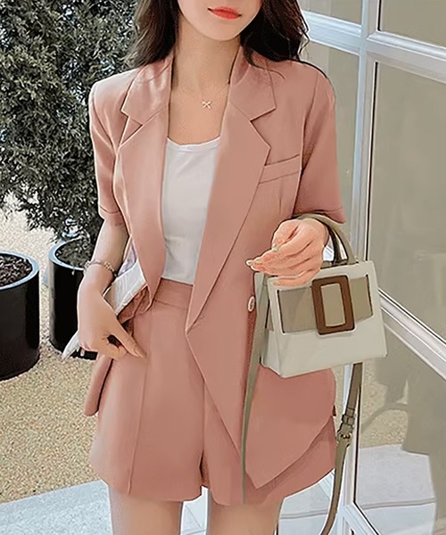 Girly Doll(ガーリードール)の「セットアップ ジャケット&ショートパンツ 2点セット(セットアップ・レディース・ピンク/グリーン・M/S)」の18枚目の写真