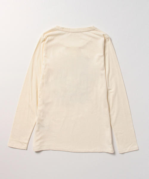 B:MING by BEAMS（ビーミングバイビームス）の「ビーミング by ビームス / フロッキープリントロングTシャツ（Tシャツ/カットソー・レディース・オフホワイト/ライトグレー/レッド系その他/ネイビー・ONE SIZE）」の8枚目の写真