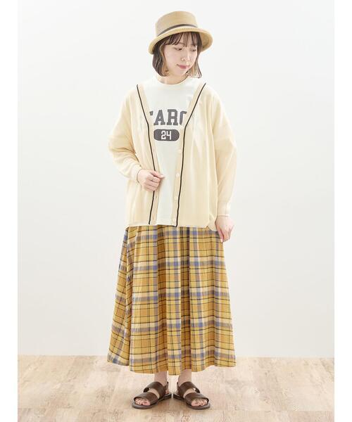 Samansa Mos2（サマンサ モスモス）の「配色ラインVネックカーディガン（カーディガン/ボレロ・レディース・イエロー/ブルー/キナリ/ブラック・F）」の8枚目の写真