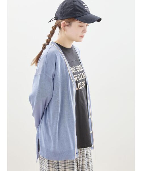 Samansa Mos2（サマンサ モスモス）の「配色ラインVネックカーディガン（カーディガン/ボレロ・レディース・イエロー/ブルー/キナリ/ブラック・F）」の7枚目の写真