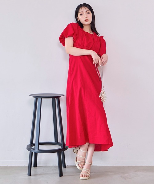 one after another NICE CLAUP（ワンアフターアナザーナイスクラップ）の「袖ボリュームワンピース（ワンピース・レディース・レッド/オフホワイト/ブルー/ブラック・FREE）」の18枚目の写真