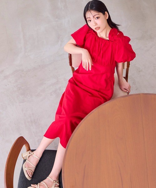 one after another NICE CLAUP（ワンアフターアナザーナイスクラップ）の「袖ボリュームワンピース（ワンピース・レディース・レッド/オフホワイト/ブルー/ブラック・FREE）」の22枚目の写真