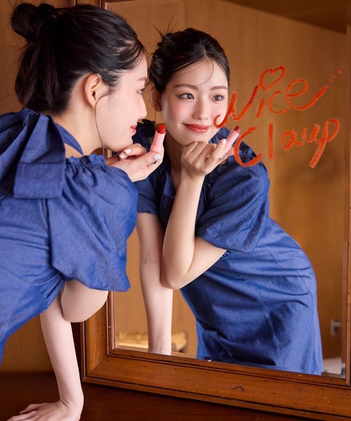 one after another NICE CLAUP（ワンアフターアナザーナイスクラップ）の「袖ボリュームワンピース（ワンピース・レディース・レッド/オフホワイト/ブルー/ブラック・FREE）」の13枚目の写真