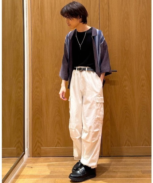 BAYFLOW（ベイフロー）の「ストレッチワイドカーゴパンツ（カーゴパンツ・メンズ・チャコール/ブルー/ホワイト・LARGE/MEDIUM）」の19枚目の写真