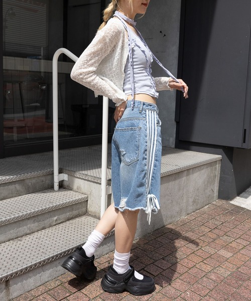 Midnight Move（ミッドナイトムーブ）の「Midnight Move／スカーフスリーブレス（2P）（タンクトップ・レディース・ライトブルー/ブラック/ホワイト・FREE）」の9枚目の写真