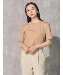 シルクタッチ コットン ベーシックTシャツ ホワイト/ブラック/グレー/ベージュ/ピンク/イエロー