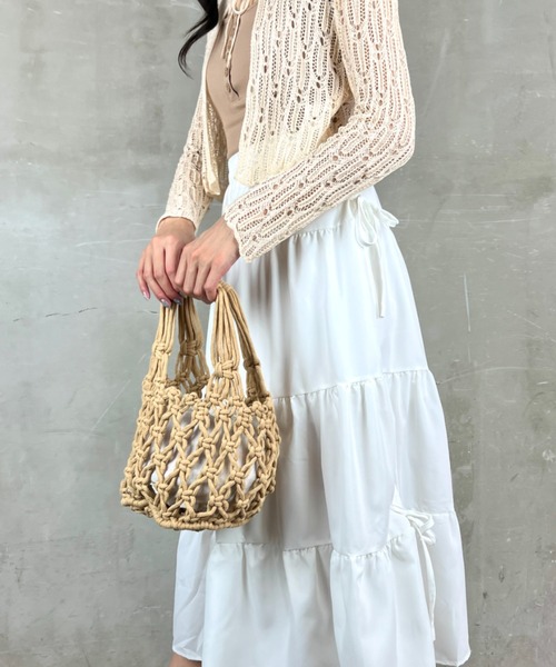 Loco Ocean(ロコオーシャン)の「【マクラメ編み】巾着付き ロープバッグ / ハンドバッグ(トートバッグ・レディース・ベージュ/ホワイト/グリーン/ブラック・ONE SIZE)」の14枚目の写真