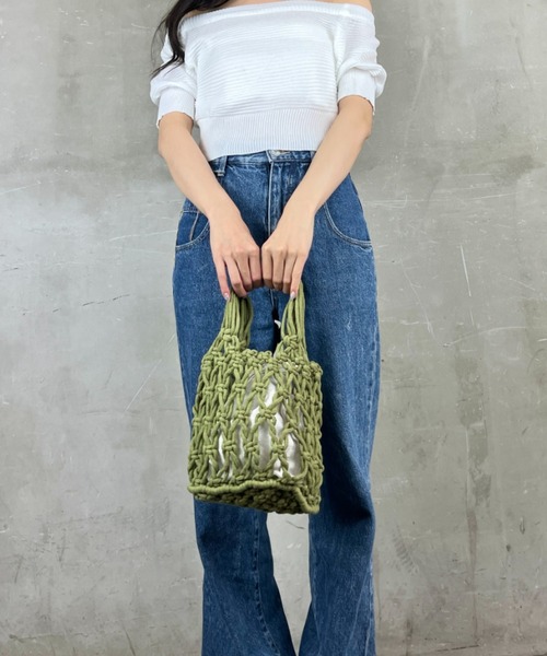 Loco Ocean(ロコオーシャン)の「【マクラメ編み】巾着付き ロープバッグ / ハンドバッグ(トートバッグ・レディース・ベージュ/ホワイト/グリーン/ブラック・ONE SIZE)」の19枚目の写真