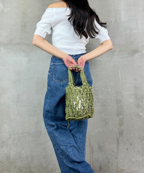 Loco Ocean(ロコオーシャン)の「【マクラメ編み】巾着付き ロープバッグ / ハンドバッグ(トートバッグ・レディース・ベージュ/ホワイト/グリーン/ブラック・ONE SIZE)」の21枚目の写真