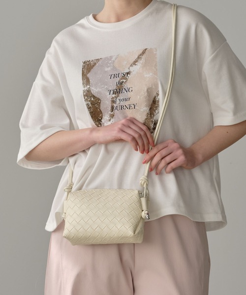 ZAKKA-BOX(ザッカボックス)の「イントレチャートミニポシェット(ショルダーバッグ・レディース・ブラック/シルバー/ベージュ/シルバー系/ブラウン/アイボリー・FREE)」の2枚目の写真