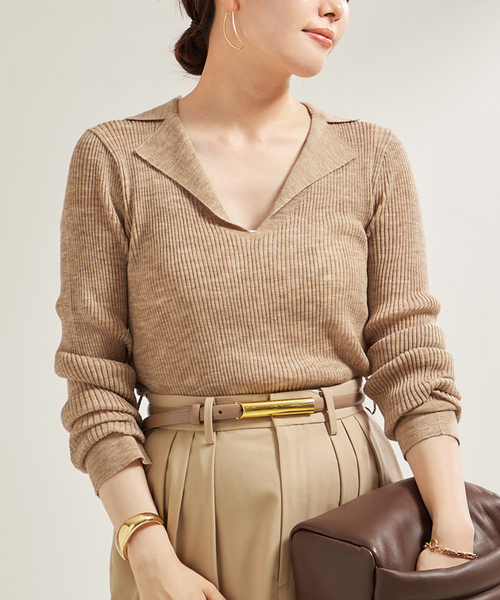 plage（プラージュ）の「TAILOR COLLAR RIB プルオーバー（ニット