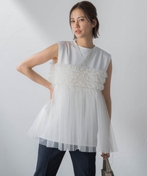 【一部店舗&WEB限定】フリルチュールノースリカットソー