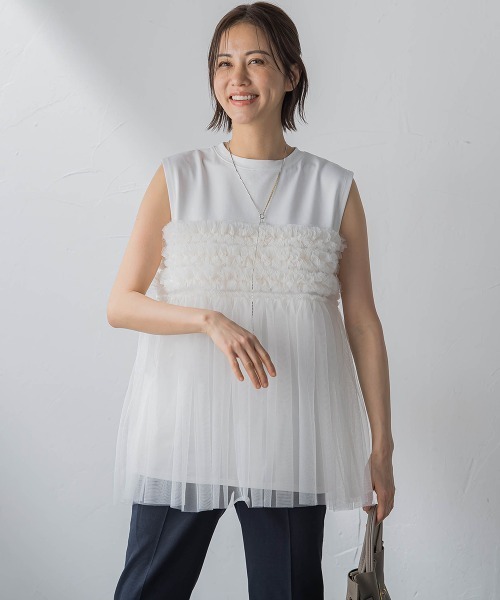 LAUTREAMONT(ロートレアモン)の「【一部店舗&WEB限定】フリルチュールノースリカットソー(Tシャツ/カットソー・レディース・オフホワイト/ブラック・9号)」の9枚目の写真