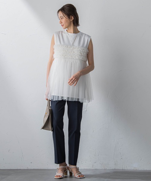 LAUTREAMONT(ロートレアモン)の「【一部店舗&WEB限定】フリルチュールノースリカットソー(Tシャツ/カットソー・レディース・オフホワイト/ブラック・9号)」の7枚目の写真