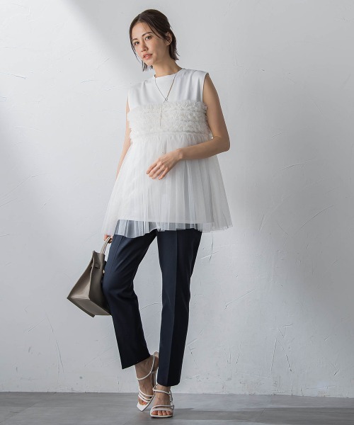 LAUTREAMONT(ロートレアモン)の「【一部店舗&WEB限定】フリルチュールノースリカットソー(Tシャツ/カットソー・レディース・オフホワイト/ブラック・9号)」の6枚目の写真