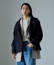 【WEB限定】Miliorメルトンスタンドカラーショートコート