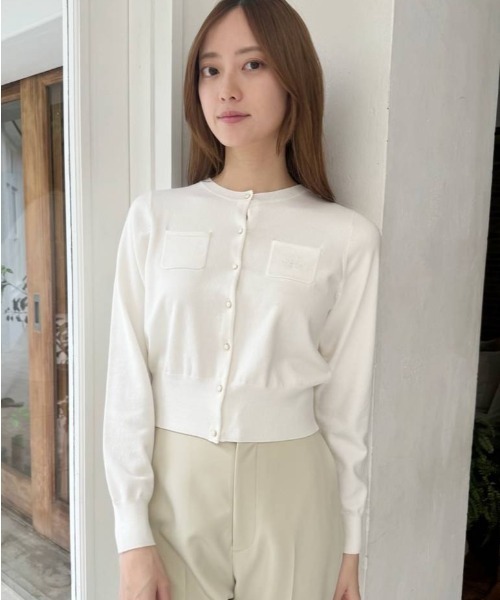 セルフォード ビジュ カーディガン【36】S相当 オフホワイト フェミニン セルフォード ビジュ カーディガン【36】S相当 オフホワイト