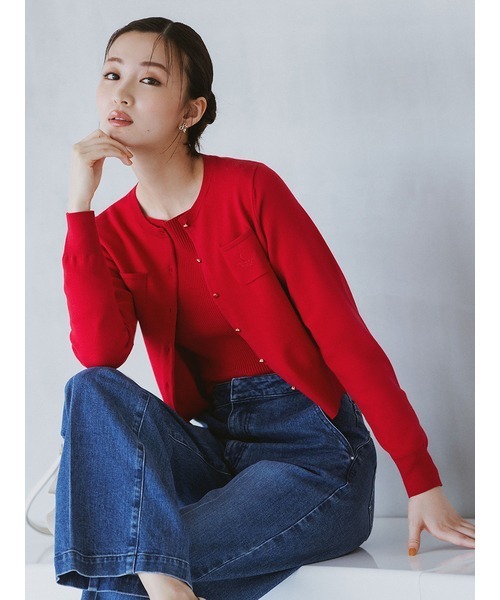 【お値下げ】CELFORDのお嬢様レッドボレロジャケット♡カーディガン CELFORD（セルフォード）の「オリジナルロゴ刺繍カーディガン