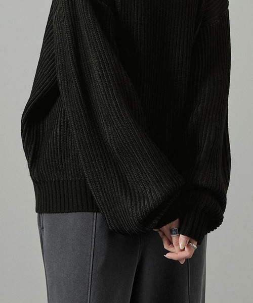 Alfred Alex（アルフレッドアレックス）の「【Alfred Alex】リブプレーティングニット（ニット/セーター・メンズ・ブラック系/グレー系/アイボリー系・M/L）」の22枚目の写真