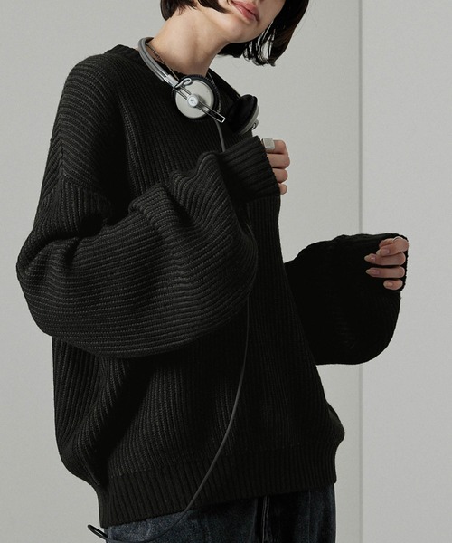 Alfred Alex（アルフレッドアレックス）の「【Alfred Alex】リブプレーティングニット（ニット/セーター・メンズ・ブラック系/グレー系/アイボリー系・M/L）」の9枚目の写真