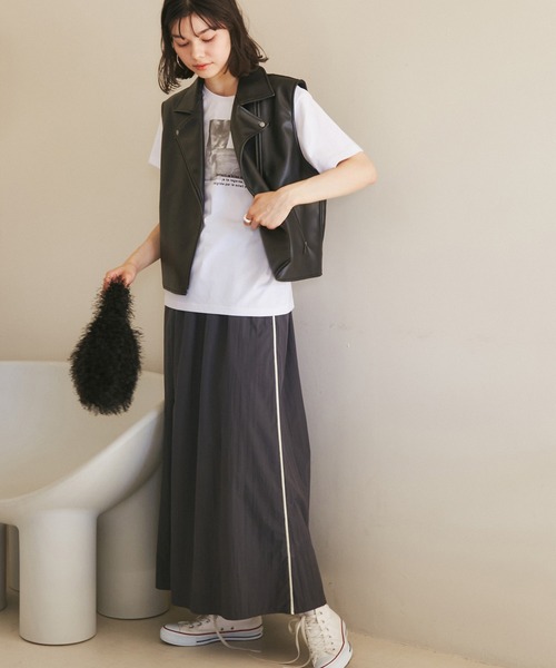 ROPE' PICNIC（ロペピクニック）の「シンセティックレザーノースリーブジャケット（ライダースジャケット・レディース・ブラック・38）」の5枚目の写真