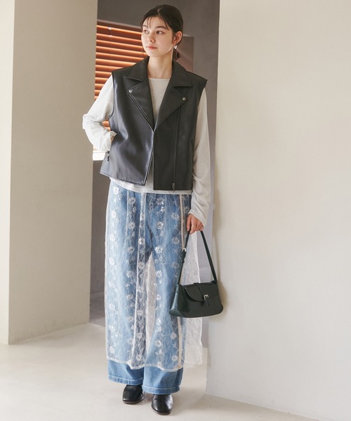 ブラック ノースリーブライダースジャケット Junya Watanabe ノースリーブ ライダースジャケット | ブラック