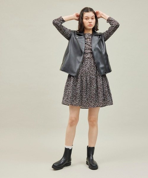 セール】シンセティックレザーノースリーブジャケット