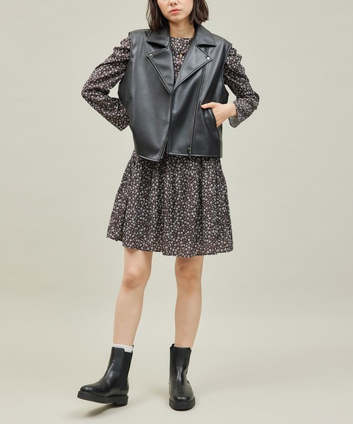 ROPE' PICNIC(ロペピクニック)の「シンセティックレザーノースリーブブルゾン(ライダースジャケット・レディース・ブラック・38)」の21枚目の写真
