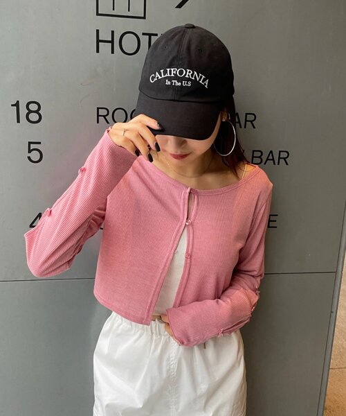 mline（エムライン）の「[mline]袖リボンカーディガン（Tシャツ/カットソー・レディース・グレー/オフホワイト/ブラック/レッド/ピンク・FREE）」の20枚目の写真