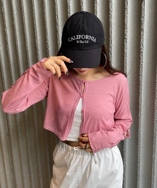 mline（エムライン）の「[mline]袖リボンカーディガン（Tシャツ/カットソー・レディース・グレー/オフホワイト/ブラック/レッド/ピンク・FREE）」の22枚目の写真