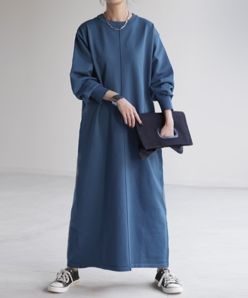 HUG.U（ハグユー）の「スポンジニットワンピース（ワンピース・レディース・ダークブルー/ライトグレー/ブラック/ライトピンク・FREE）」の4枚目の写真