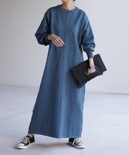 HUG.U（ハグユー）の「スポンジニットワンピース（ワンピース・レディース・ダークブルー/ライトグレー/ブラック/ライトピンク・FREE）」の14枚目の写真