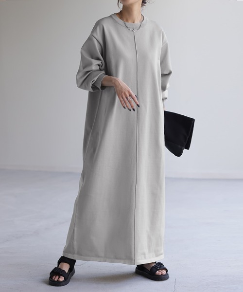 HUG.U（ハグユー）の「スポンジニットワンピース（ワンピース・レディース・ダークブルー/ライトグレー/ブラック/ライトピンク・FREE）」の17枚目の写真