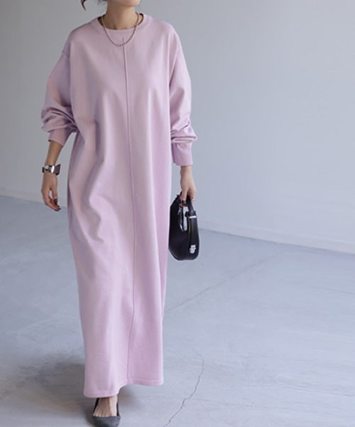 HUG.U（ハグユー）の「スポンジニットワンピース（ワンピース・レディース・ダークブルー/ライトグレー/ブラック/ライトピンク・FREE）」の9枚目の写真