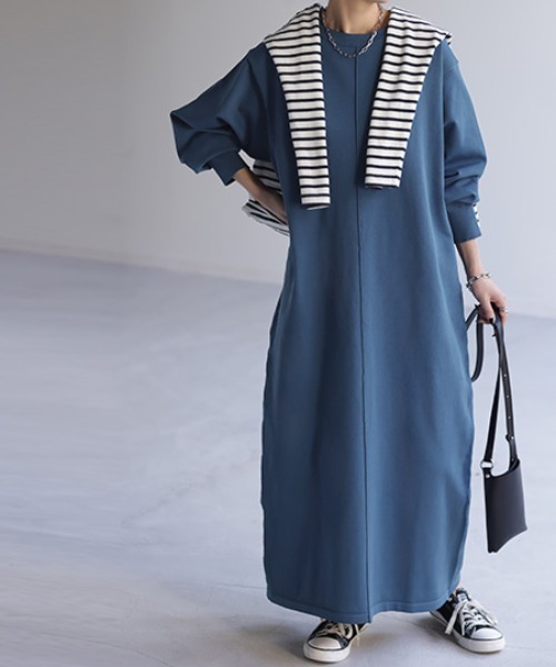 HUG.U（ハグユー）の「スポンジニットワンピース（ワンピース・レディース・ダークブルー/ライトグレー/ブラック/ライトピンク・FREE）」の13枚目の写真