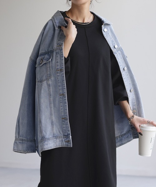 HUG.U（ハグユー）の「スポンジニットワンピース（ワンピース・レディース・ダークブルー/ライトグレー/ブラック/ライトピンク・FREE）」の7枚目の写真