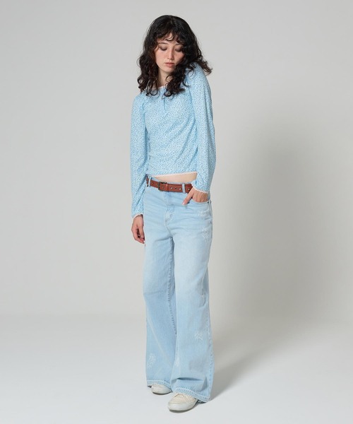 TINA：JOJUN（ティーナジョジュン）の「ダメージ ルーズデニムパンツ TINA：JOJUN（デニムパンツ・レディース・サックスブルー・XS/S/M）」の6枚目の写真