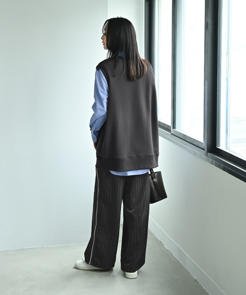 STYLE DELI(スタイルデリ)の「【BLK001】リラックスノースリカットソー(ベスト・レディース・杢グレー/スミクロ・FREE)」の13枚目の写真