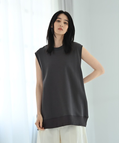 STYLE DELI(スタイルデリ)の「【BLK001】リラックスノースリカットソー(ベスト・レディース・杢グレー/スミクロ・FREE)」の16枚目の写真