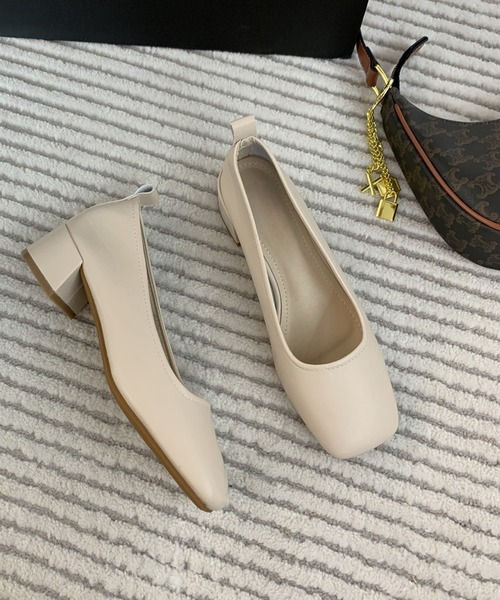 MILAE（ミレ）の「スクエアネックトゥパンプス（パンプス・レディース・ベージュ/ブラック/オフホワイト・23cm/23.5cm/24cm/24.5cm）」の2枚目の写真