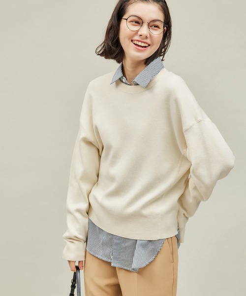 ROPE' PICNIC（ロペピクニック）の「スウェットライクニット（ニット/セーター・レディース・オフホワイト/ブラック/グレー・38）」の2枚目の写真