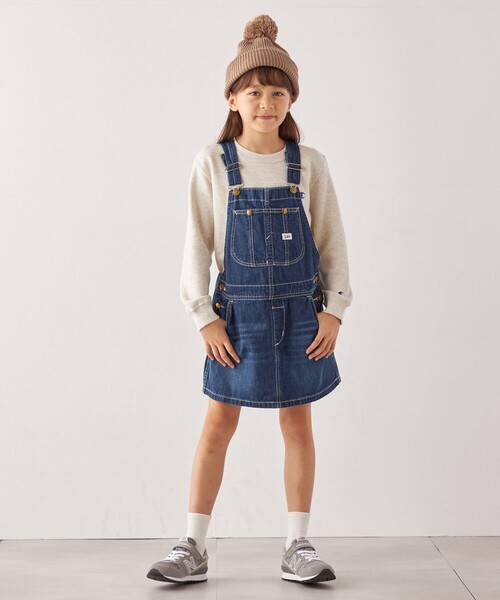 Lee（リー）の「LEE: デニム オーバーオール スカート（スカート・キッズ・ネイビー・130）」の3枚目の写真