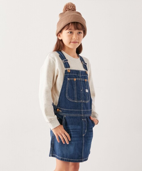 Lee（リー）の「LEE: デニム オーバーオール スカート（スカート・キッズ・ネイビー・130）」の6枚目の写真