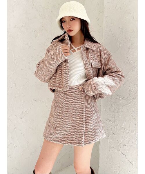 RESEXXY（リゼクシー）の「ヘリンボーンラップスカパン【セットアップ着用可能】（その他パンツ・レディース・グレー/ブラック/ピンク・FREE）」の4枚目の写真